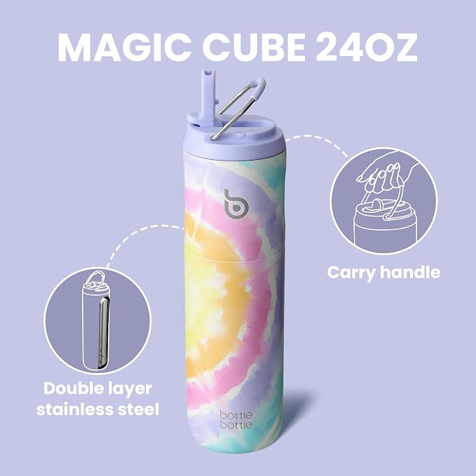 BOTTLE BOTTLE Insulated Water Bottle 24oz with Straw Lid and Handle Sports | for Travel Gym school,Stainless Steel Water Bottles,Double-Wall,Vacuum Metal,Leak Proof,BPA-Free