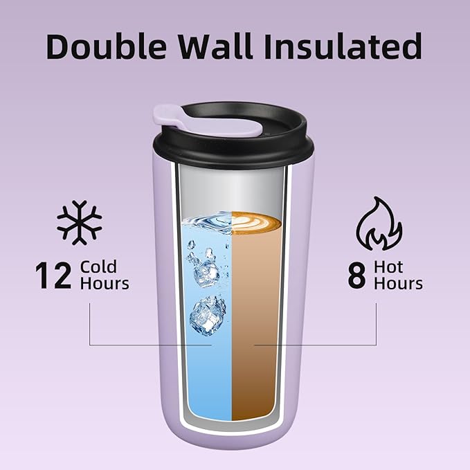 BJPKPK 3 Pack 16oz Travel Coffee Mugs, Insulated Stainless Steel Tumblers with Leak-Proof Lids, BPA Free, Dishwasher Safe Bulk Tumbler Set for Gifts & Daily Use,Lavender