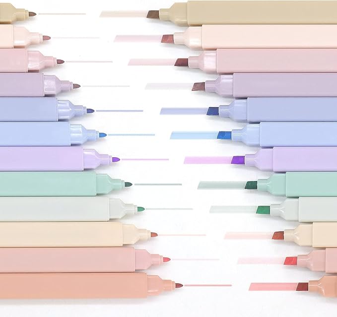 Pastel Bible Highlighters, 12 Pack Dual Tip Highlighters, No Bleed Highlighters for Bible Study, Journaling, Notes, School and Office, Assorted Soft Colors