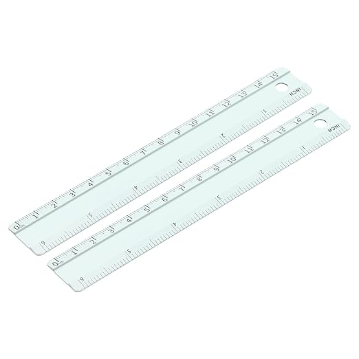 PATIKIL Metal Ruler 6 Inch/15cm, 2 Pcs Aluminum Straight Edge Ruler, Dual Scale Measuring Tool with Inch/Centimeter Scales & Hole for Math Office Drawing Engineering Home, Green