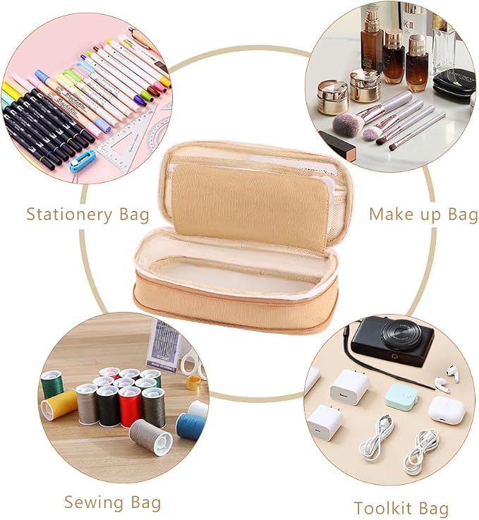 iSuperb Big Capacity Pencil Case Large Pencil Pouch Stationery Pen Bag for Teen Girls Boys, Back to School Supplies(Khaki+Beige)