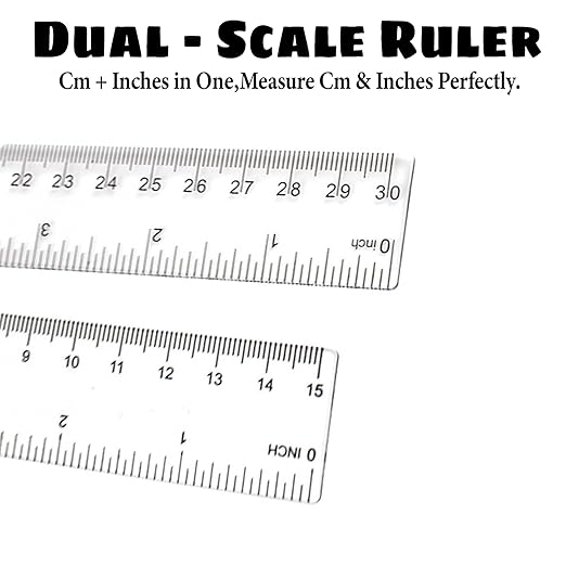 Ruler 12 Inch,12 and 6 Inch Ruler Clear Plastic Rulers with Inches and Centimeters School Office