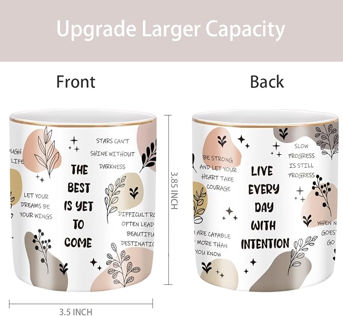 Cute Desk Pencils Pen Holder, Pencil Cup Holder for Desk, Ceramic Desktop Storage Pen Pencil Organizers Stationery Supplies for Office, Home, Words Pattern