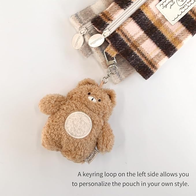 Monolike Unmatched Friends Old Check Pencil Case, Brown - Pencil Pouch, Portable Pencil Bag, Pencil Case, Office Pouch case, Cushion, Soft, Vintage