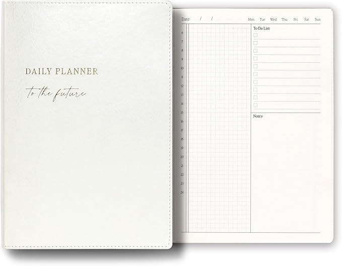 2026 Daily Planner - Undated Monthly & Daily Planner for 180 days Planning Your Success - Hourly Schedule, To Do List, and Notes for Productivity - Aesthetic, Academic, Stylish School or Office Supplies (White)