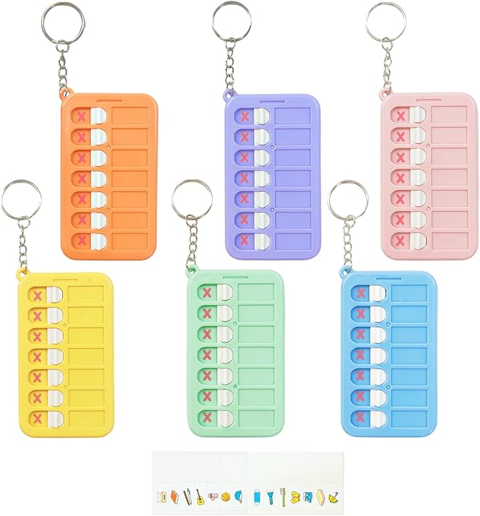 6 Pcs Portable Visual Schedule Keychain Checklist for Kids with Planning Sticker, Reminder Board Chore Chart ADHD Tools for Kids Adults for Daily Task Weekly Planning Memo Checklist Boards