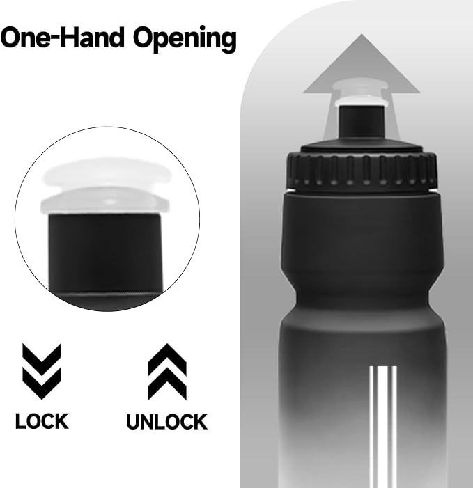 Bike Water Bottle Holder with 24 Oz Bottle, Durable Leak-Proof, BPA Free | Capacity Scale w/Pull Top Lid,Reusable Fit for Mountain/Road Cycling Accessories