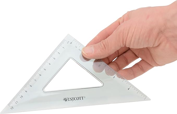 Westcott Triangular Scale Ruler Set, 30/60- and 45/90-Degrees, Back-to-School, School Supplies, Classroom Supplies, 2-Pack