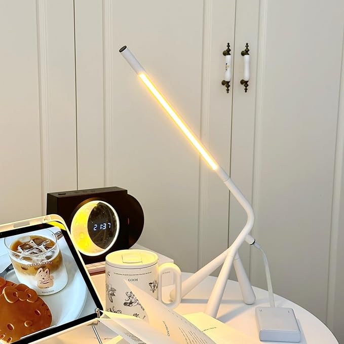 LED Creative Desk Lamp with USB Tybe-c Stepless Dimmable Eye Caring Desk Light for Home Office Bedroom Bedside College Dorm, Reading Lamp,Decorative Gift Table Lamp White