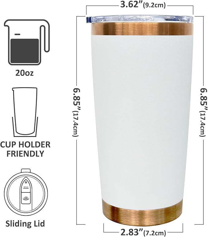 20 oz Tumbler Bulk 4 Pack Stainless Steel Tumbler with Lid and Straw, Double Wall Vacuum Insulated Travel Coffee Mug for Laser Engrave, Powder Coated Cup for Hot and Cold Drinks (White,4 pack)