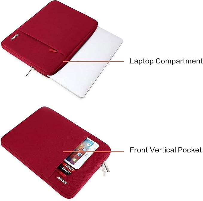MOSISO Laptop Case 13.3 inch, 13-13.3 inch Laptop Sleeve Compatible with MacBook Air/Pro 13/Pro 14 M5 M4 M3 M2 M1, HP Dell ASUS Lenovo,Polyester Vertical Computer Sleeve Bag with Pocket, Red