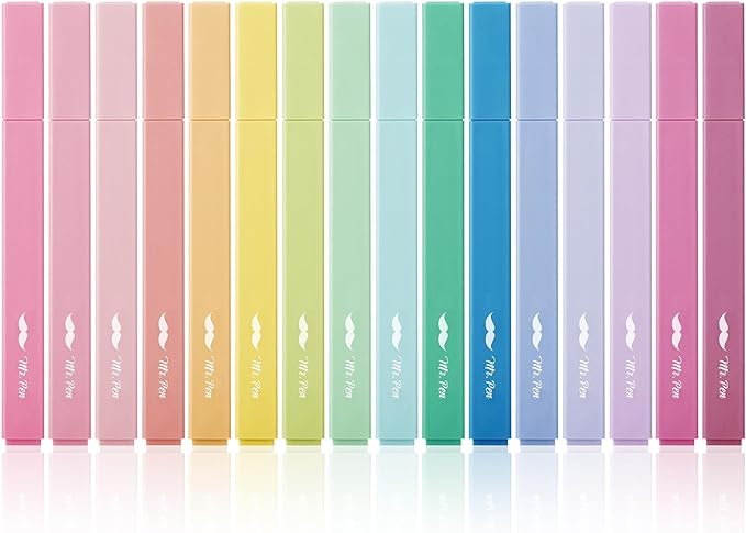 Mr. Pen- Aesthetic Highlighters No Bleed, 16 Pack, Assorted Colors, Chisel Tip, Cute Highlighters Assorted Colors for Journaling, Highlighting, Underlining, Fast Dry, Back to School Supplies