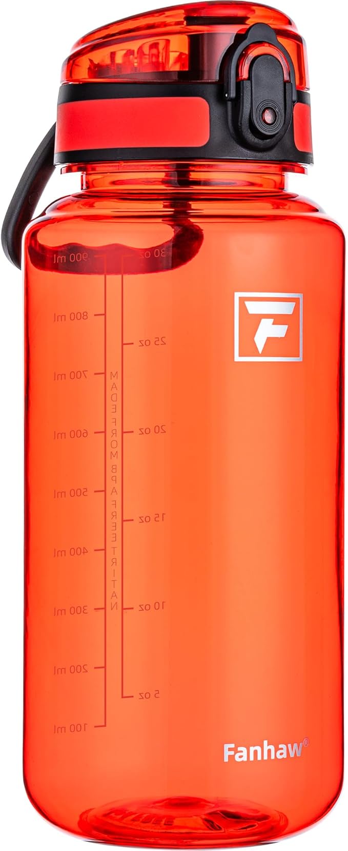 Fanhaw 32 Oz Clear Tritan Water Bottle, BPA-Free & Leak-Proof, Wide Mouth with Anti-dust Chug Lid, Reusable Plastic Bottle for Gym, Travel, School & Office (Red)