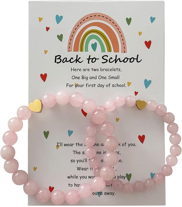 HTH Back to School Bracelets Matching Heart Mommy and Me Wish Strings Bracelet Set First Day of School Gifts