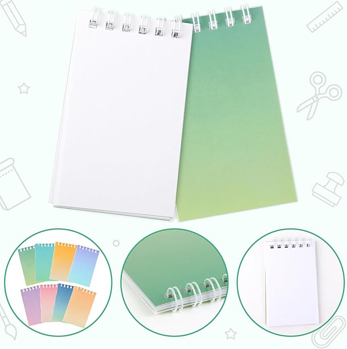 Hooqict 24 Pack Pocket Notebook Mini Notebooks Party Favors Small Spiral Notepads Mini Journal Bulk Pocket Notepad Memo Writing Pads for Classroom School Office Supplies, 3.9 x 2.4 Inches
