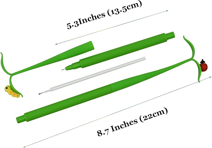 Bendable Floral Pens Silicone Plant Pens Cute Bugs Pen Novelty Grass Leaf Pen With Black Gel Ink 0.5mm For School Office Home Stationery（ 18 PCS）