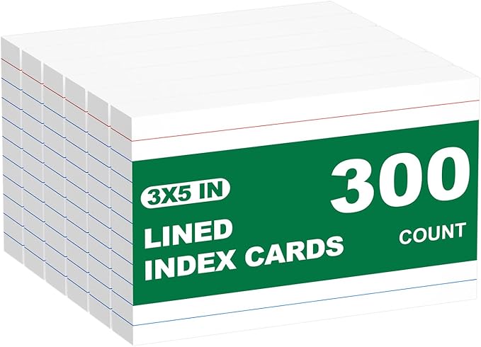 300 Count White Index Cards 3x5 Notecards Bulk Lined Flash Cards for Studying 3 x 5 Index Cards Ruled Notecards Bulk Pack of Note Cards for School Ruled Lined Index Card Flashcards 3x5 Cue Cards