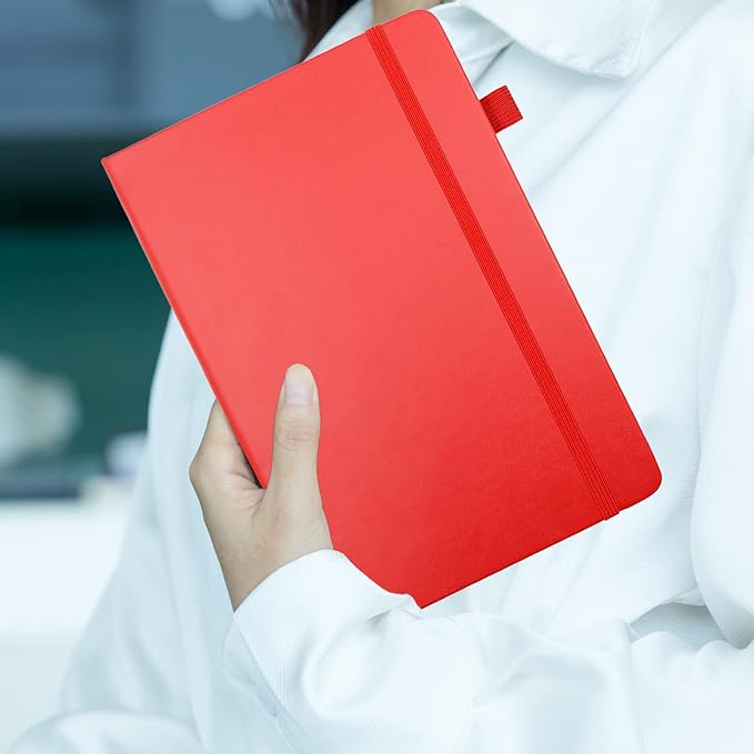 Lined Journal Notebooks with Pen Loop, Hardcover Notebook Journal for Work, 100Gsm Premium Thick Paper with Inner Pocket, Medium 5.7''''x8.4'''', ?bright Red, Ruled, 1 Pack