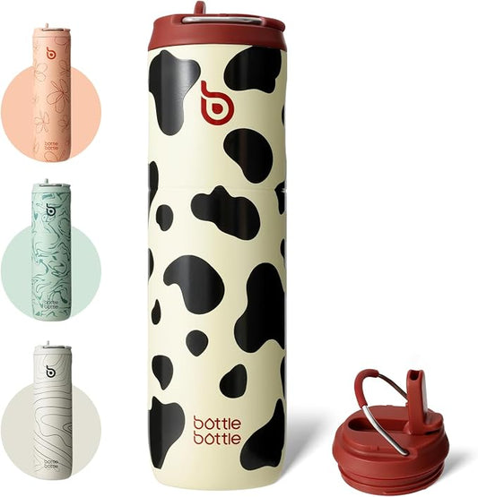 BOTTLE BOTTLE Insulated Water Bottle 24oz with Straw Lid and Handle Sports | for Travel Gym school,Stainless Steel Water Bottles,Double-Wall,Vacuum Metal,Leak Proof,BPA-Free