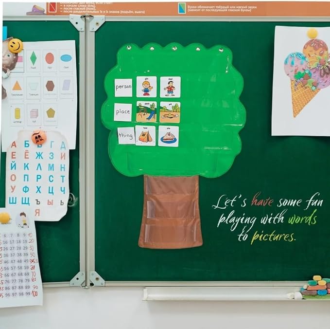 Fun Express Tree Pocket Chart – Over 3 Feet Tall with 8 Large Pockets – Teacher Child Educational Activities Classroom Organization – Learning Visual Aids Daily Schedules Interactive Display – 1 Piece