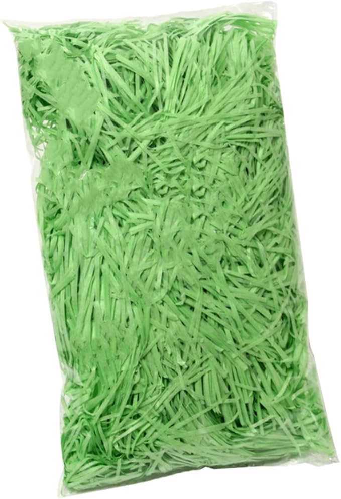 Raffia Paper Shreds, 100g Shredded Paper for Gift Box, Crinkle Cut Paper Shred Filler for Gift Wrapping & Basket Filling(Green)
