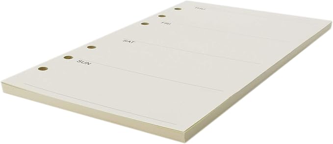 Zelten Refills/Loose Leaves for A5 Cover Ring Binder/Personal Organizer/Planner(A5 6 Holes, Weekly Plan)