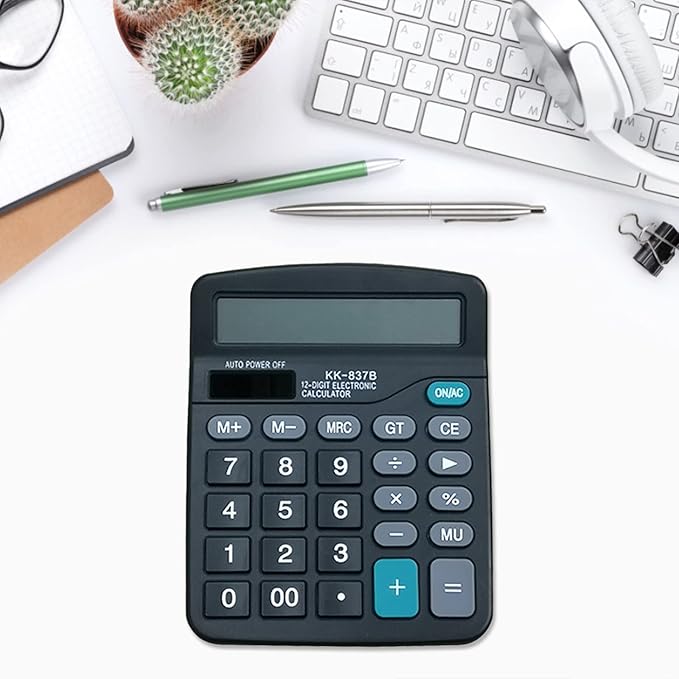 12 Digits Scientific Calculator AA Battery General Purpose Calculators for Home Office Students Use Large LCD Screen