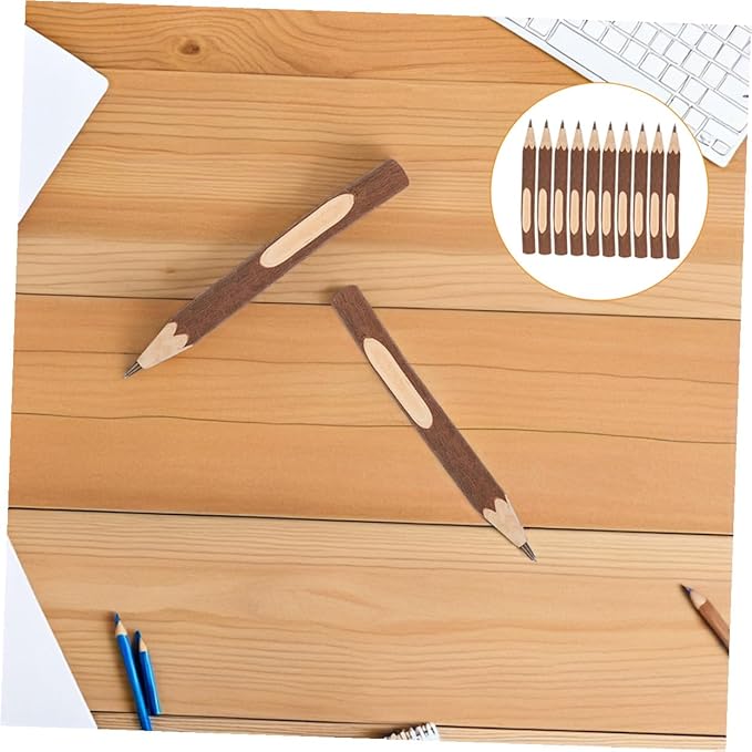 Abaodam Natural Wood Ballpoint Pens 10pcs 13cm Portable Writing Pens Eco-friendly Biodegradable Wood Bark Design for Office School Daily Use