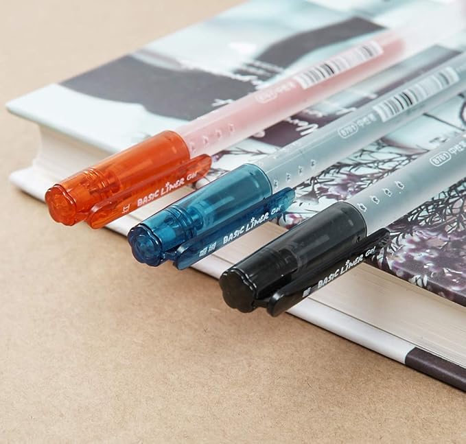 czxwyst 8761 Basic Liner Gel Ink Pens 0.5mm Fine Point (Blue-Black Color 12-Pack)