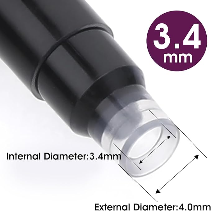 Amaxiu 50 Pcs Balck Fountain Pen Ink Cartridges, Fountain Pen Ink Refills Compatible with 3.4 mm Bore Diameter Calligraphy Pen Fountain Pen(3.4mm)