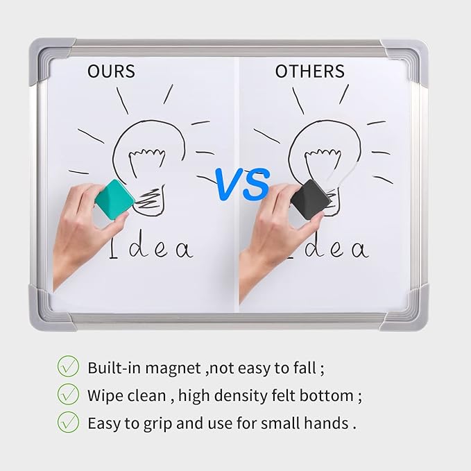Favide 24 Pack Magnetic Whiteboard Dry Erase Erasers Chalkboard Cleansers for Classroom, Home and Office (Square, Green)