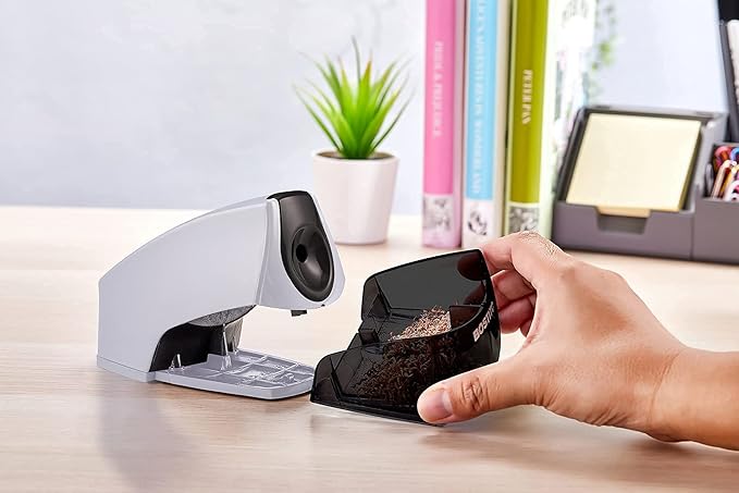 Bostitch Office Electric Pencil Sharpener for Classroom & Desk Use, Heavy-Duty Stall-Free Motor, High-Capacity Shavings Tray, Silver