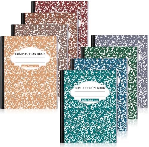 Colarr 8 Pack Composition Notebook Wide Ruled Marble, Business Color