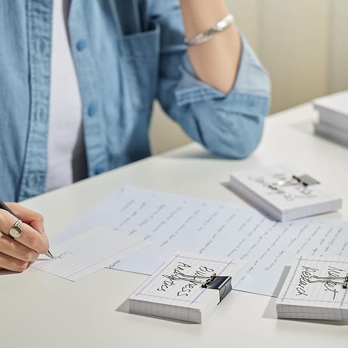 Staples Index Cards, 3" x 5", Lined, White – Classic Ruled Cards for Flashcards, Notes & Studying