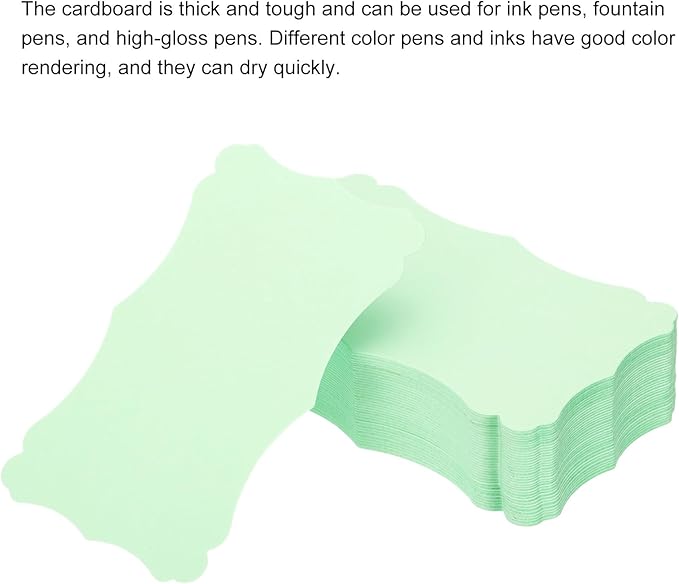 PATIKIL 3"x5" Blank Paper Business Cards, 120 Pack Small Index Flash Cards Words Message Note Card Mini Paper Tags Lace for DIY Gift, Light Green