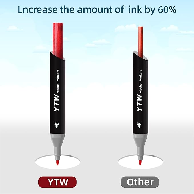 YTW Alcohol Markers, 80 Colors Dual Tip Art markers, Drawing Markers, Coloring Marker for Adults Coloring Drawing, Chisel & Fine