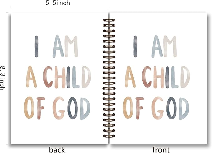 Christian Spiral Notebook journal,I am a Child of God,Boho Rainbow Hardcover College Ruled Spiral Notebook Journal for Work Notes School Student Teacher,Inspirational Gifts for Women Teen Girls