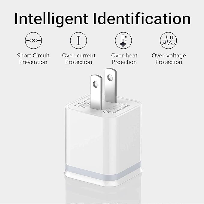 USB Wall Charger, 5-Pack 2.1A/5V Dual Port USB Cube Power Adapter Charger Plug Charging Block Replacement for iPhone Xs/XR/X, 8/7/6 Plus, Samsung, HTC, LG, Moto, Android Phones