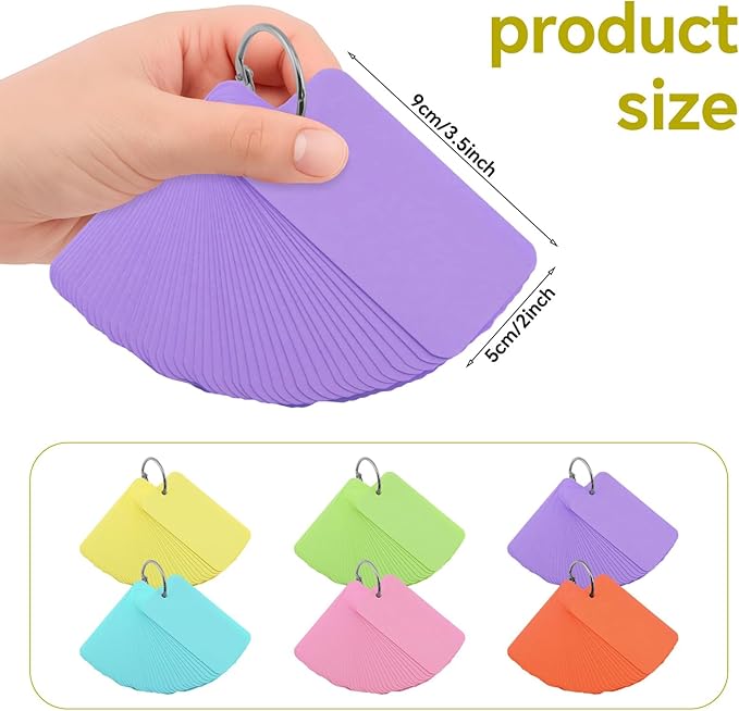 300 Pcs Index Cards with Ring, 2" x 3.5" Purple Blank Flashcards for Studying, Vocabulary, Memos, Bookmark,Greetings (Purple)