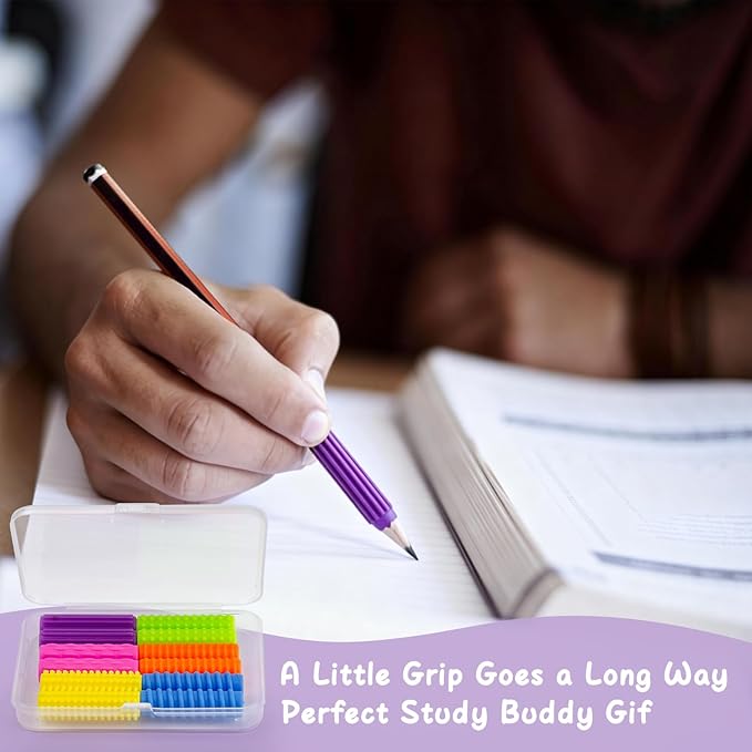 Sequiay 12 Pcs Pencil Grips Handwriting, Textured Silicone Pencil Grip - ADHD Tools, Helps Ease Autism, Anxiety, and Stress (6 Colorful)