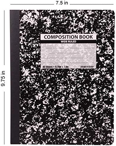 Mintra Office Composition Books (Black Marble Comp - Wide Ruled, 24 Units (6-4pks))