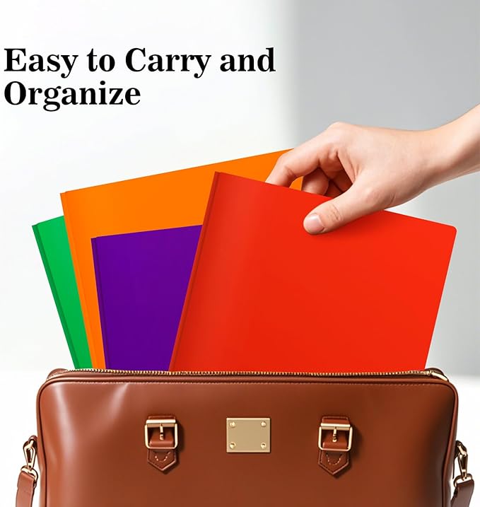 72-Pack Plastic Folders with Pockets and Prongs,2-Pocket Folders with 3 Fasteners, Holds 8-1/2" x 11" Paper for School/Office/Home, Red