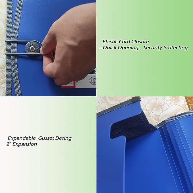 Premium Quality Plastic Expanding File Folder Document Organizer, 3.5" Expansion, A4 Letter Size for Home School Office Organization, 3 Pack (RED/Blue/Green)