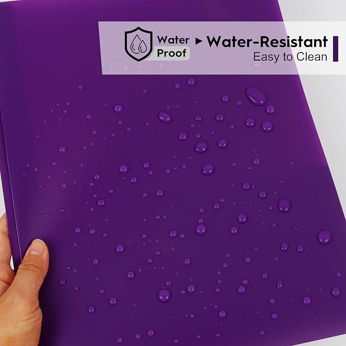 72-Pack Plastic Folders with Pockets and Prongs,2-Pocket Folders with 3 Fasteners, Holds 8-1/2" x 11" Paper for School/Office/Home, Purple