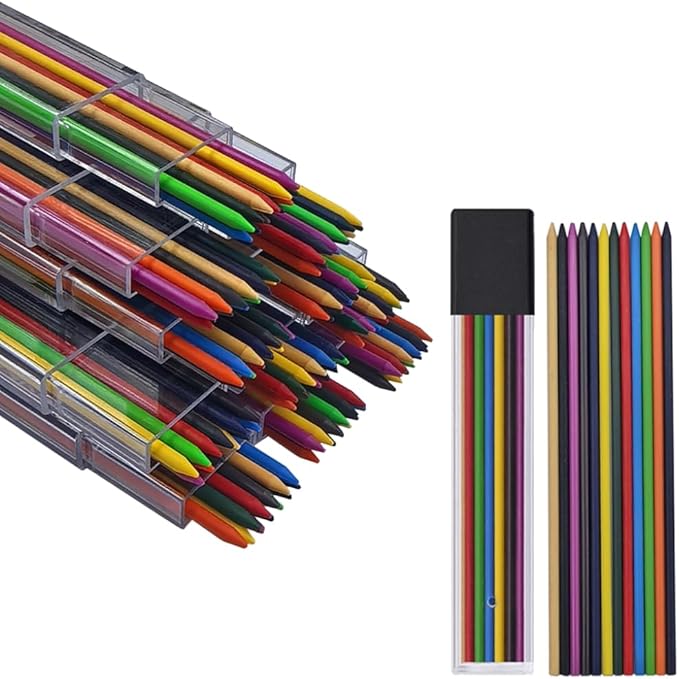 2.0mm Colored Pencil Lead Refills, 72 Pack Assorted Colors Mechanical Pencil Leads, Pre-Sharpened Bold 2mm Lead Refills for Drafting, Sketching, Woodworking, Construction & Art Projects