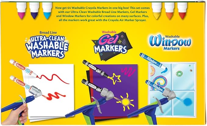 Crayola Washable Broad Line Marker Variety Set (64ct), Teacher School Supplies for Toddlers & Kids, Ultra-Clean, Window, & Gel FX Markers for Kids, 3+