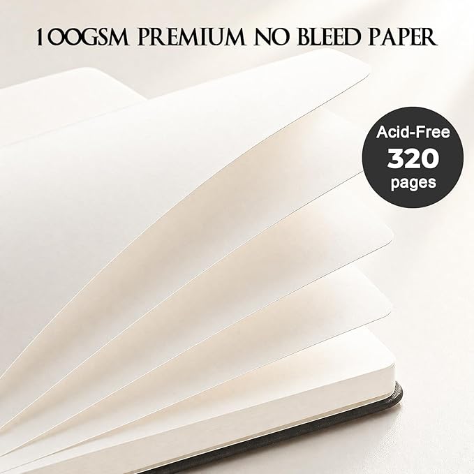 5 Pack Blank Journal Notebooks Bulk, Hardcover A5 Sketchbook, 320 Pages No Bleed 100 GSM Thick Paper Sketch Book for Drawing Writing, Unlined Notebooks for Work, Leather Journal for Women Men School