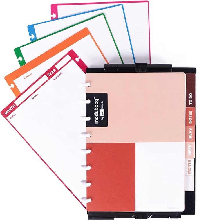 MODUBOOQ organizer, apricot - Modular Reusable Smart Notebook A5 - Notebook with Tabs & Discbound System - 40 modular pages with duratech3 technology - Washable and writes like paper