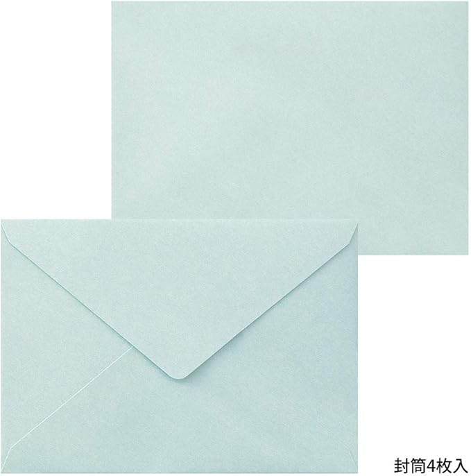 Midori 86478006 Letter Set, 478 Typographic, Flower Frame Pattern, Light Blue