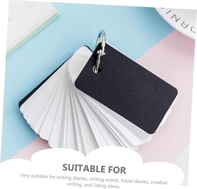 DOITOOL 8pcs Flash Cards Blank Memory Cards Binder Ring for Study Travel Office